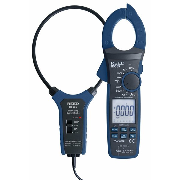 Reed Instruments REED True RMS AC/DC Clamp Meter with Flexible Current Probe, 18in R5055-KIT